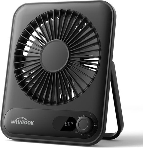 WHATOOK USB ventilátor tichý: plynulé ovládání 1-100, baterie 2000mAh stolní ventilátor s LED