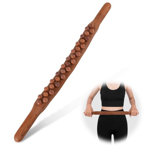 Drevená terapeutická tyčinka Shiva Gua Sha, masážna tyčinka z dreva tmavo hnedá