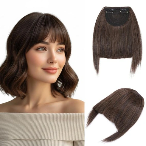 Benehair Clip-in popredná ofina Francúzska clip-in ofina s spánkami Prírodná umelá ofina pre ženy