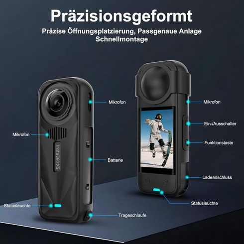 Ochranná sada FiTSTILL pro Insta 360 X5, tvrzené sklo, silikonové pouzdro, silikonový kryt