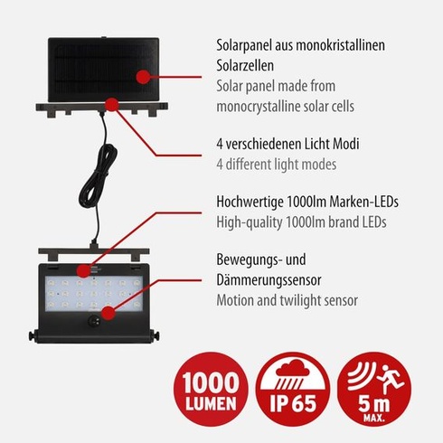 Brennenstuhl Solárne LED bodové svetlo SOL 1000, podložka/LED nástenné svietidlo pre vonkajšie