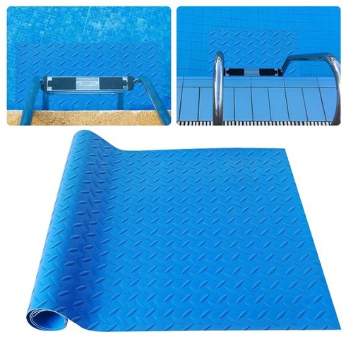 Podložka k bazénovému rebríku 40×100 cm, protišmyková podložka k bazénovému rebríku, modrá