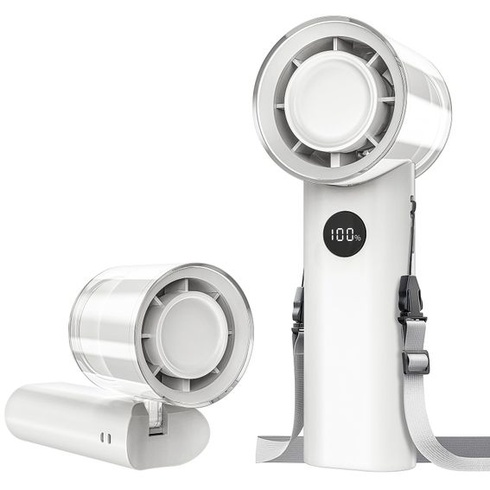 Ručný ventilátor WOWDSGN, prenosný ventilátor s 5 rýchlosťami, biely
