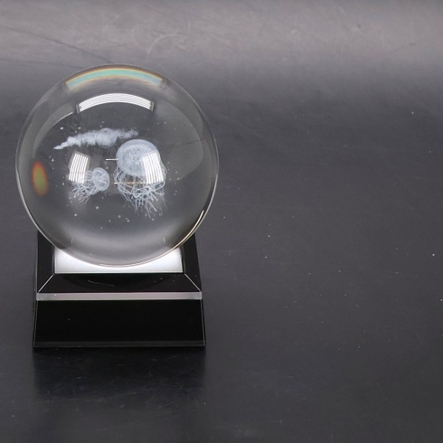 YATOSEEN 3D krištáľová guľa medúzy s viacfarebným nočným svetlom, K9 Crystal Mini model morskej