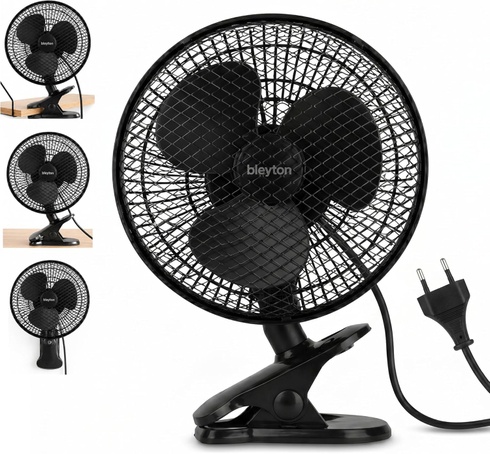 Stolný ventilátor BLEYTON čierny, 20W, so štipcom