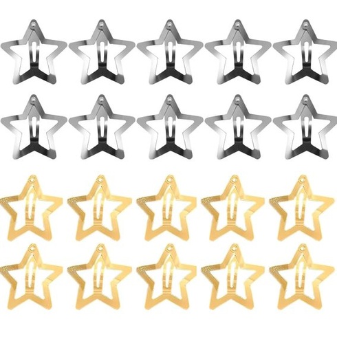 Súprava 20 kovových sponiek do vlasov v tvare hviezdy – Retro-chic sponky pre dievčatá a ženy (3 cm,