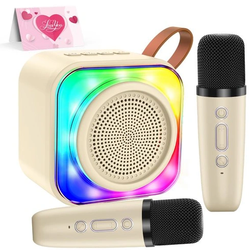 Bluetooth karaoke mikrofon, bezdrátový přenosný LED karaoke mikrofon s reproduktorem pro domácí