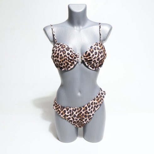 Dámsky set bikín GORGLITTER s push-up vzorom a leopardím potlačou, špagetovými ramienkami, kosticami,