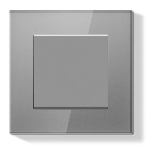 Zapuštěný vypínač světel, jednopolohový, 1cestný, 86 x 86 mm. Moderní nástěnný vypínač se skleněným