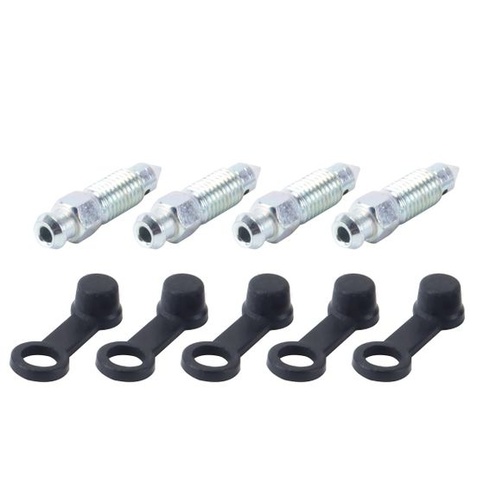 4 kusy odvzdušňovacích šroubů M8 x 1 mm s krytkou z pozinkovaného kovu pro třmeny kotoučových brzd,