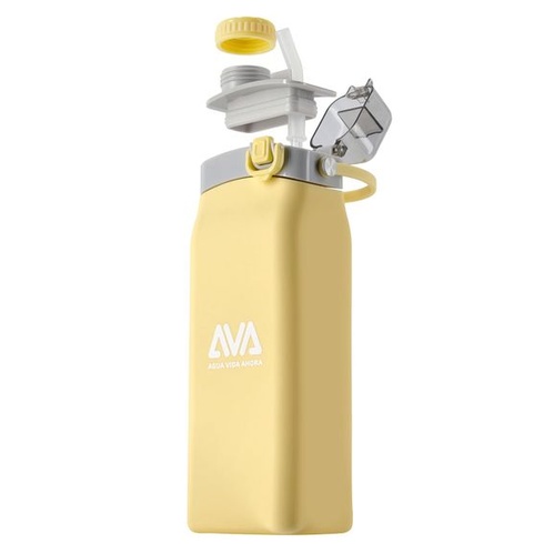 Silikonová láhev na vodu Ava, 600 ml, žlutá, skládací, opakovaně použitelná, ultralehká, bez BPA,