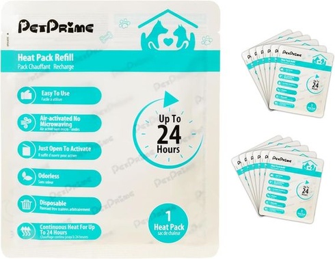 Náhradné vyhrievacie podložky Pet Prime, plyšová hračka buldog, 12 náhradných balení, až 24 hodín
