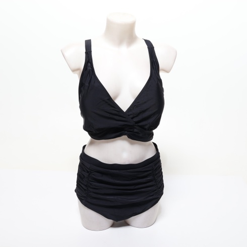 Dámske bikiny Voqeen s vysokým pásom, push-up vzorom, výstrihom do V, kríženými volánikmi a