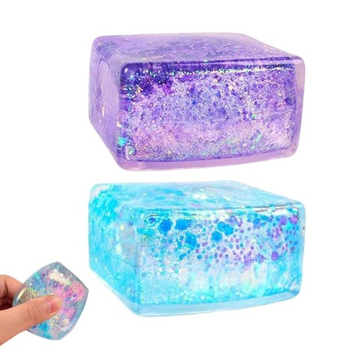 Squishy Cube Stress Ball, 2 kusy stresových míčků pro děti a dospělé, 2 tofu stresové míčky