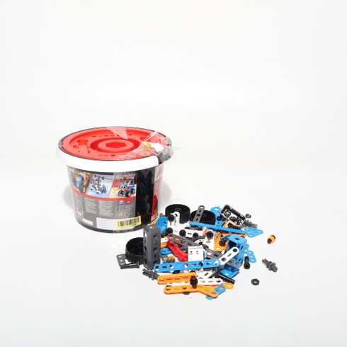 BANDAI - Meccano Junior Barrel 150 dielikov - Stavebnica 5 modelov, 2 nástroje, návod, úložné vedierko -