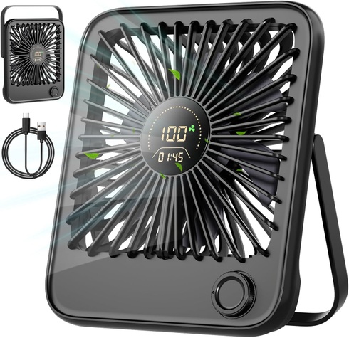 Stolný ventilátor Dealswin LED mini čierna2