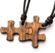treeforce puzzle párový náhrdelník, dřevěný náhrdelník, klíčenka nebo přívěsek do auta 3 v 1 DIY