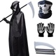 YIMOJOY Sada 4 pánskych kostýmov Grim Reaper - Halloweensky kostým Muži Scary 120/150/170/190CM