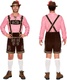 Strašidelné výtvory Červený kockovaný nemecký bavorský Oktoberfest kostým pre mužov na halloweenskej