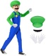 AOOWU Mario Costume Luigi Costume Set, 4-dílná sada Mario Luigi Bodysuit Kostým Dětský, Cosplay