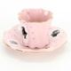 Hrnek s podšálkem z růžového porcelánu