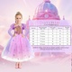 AOOWU Princeznovské šaty pro dívky, dětský kostým Locika, fialový princeznovský kostým s korunou,