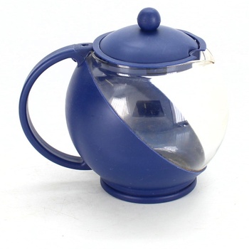 Konvice na čaj skleněná modré barvy