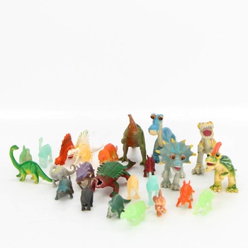 Sbírka figurek různobarevných dinosaurů