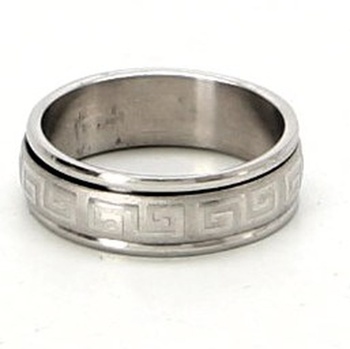 Ocelový prsten s ornamenty čtverců