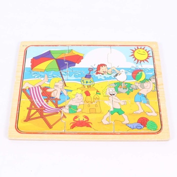 Dětské dřevěné puzzle Tesco motiv pláž