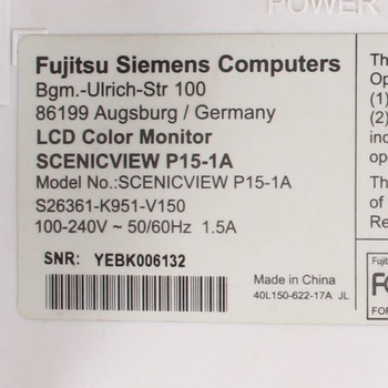 LCD monitor Fujitsu Siemens Scenicview P15-1A