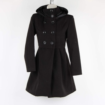 Dámský černý kabát s kapucí