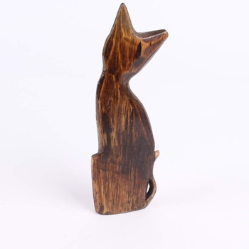 Dekorace dřevěná soška kočky
