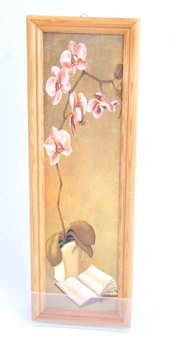 Obrázek květina s knihou dřevěný