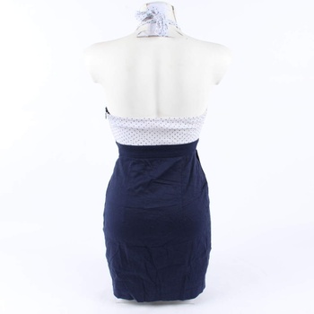 Dámské šaty Orsay za krk bílomodré