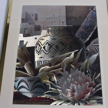 Obraz v kovovém rámu s motivem marocké vázy