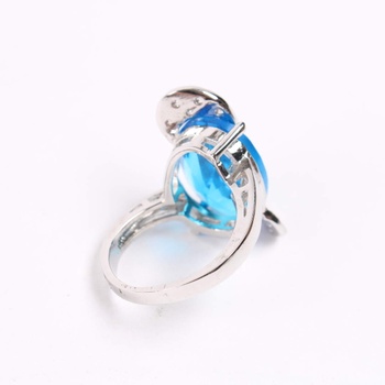 Dámský prsten se skleněným modrým kamenem
