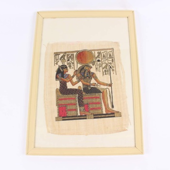 Obraz egyptských vládců na papyru v rámu