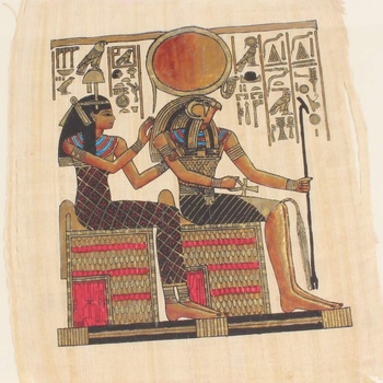 Obraz egyptských vládců na papyru v rámu