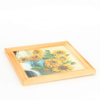 Obraz slunečnice ve váze ve dřevěném rámu