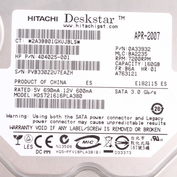 Pevný disk Hitachi HDS721616PLA380 160 GB