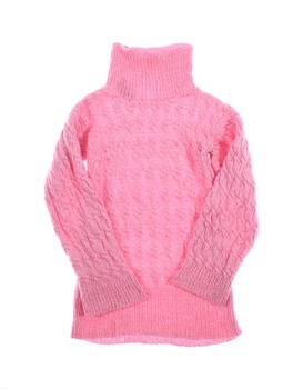 Dívčí svetr růžový se límcem