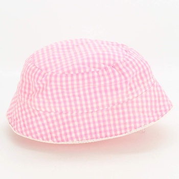 Dětský klobouk s růžovo bílou kostkou