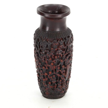 Dřevěná vyřezávaná váza s čínskými motivy