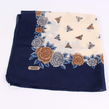 Dámský šátek modro bílý s motivem květin