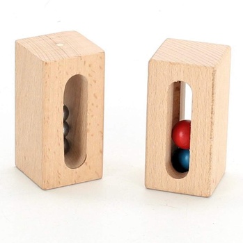 Dřevěné kostky barevné s obrázky a kuličkami