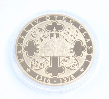 Pozlacená mince Karel IV.