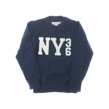 Dětský zimní svetr H&M modrý s nápisem NY 36
