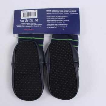 Domácí ponožky G-mini modré s zelenými pruhy