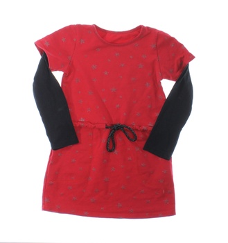 Dívčí šaty se zdobením a páskem červené